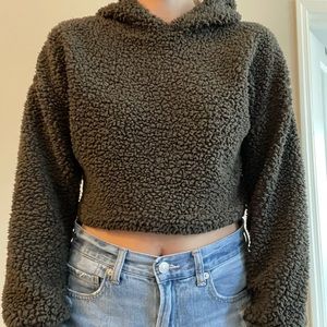 Olive green crop hoodie